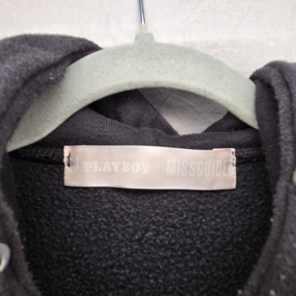 Misguided Playboy XL Oversized Hoodie W/ Pink Logo And Large Print On Back - Picture 8 of 12